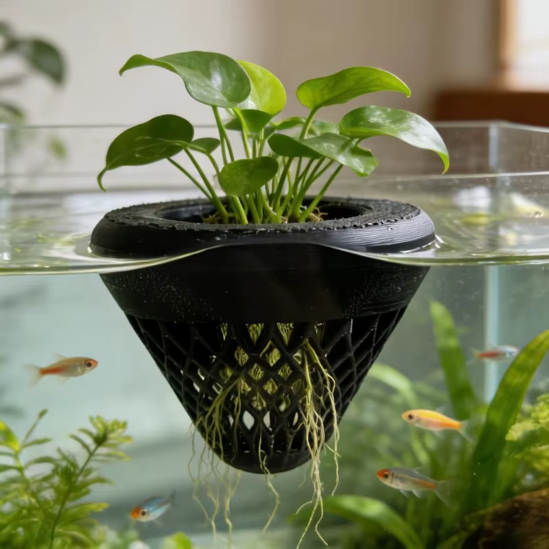Pot de fleurs flottant hydroponique, décoration de paysage d'aquarium, mini-plante aquatique, planteur, accessoires aquatiques pour aquarium