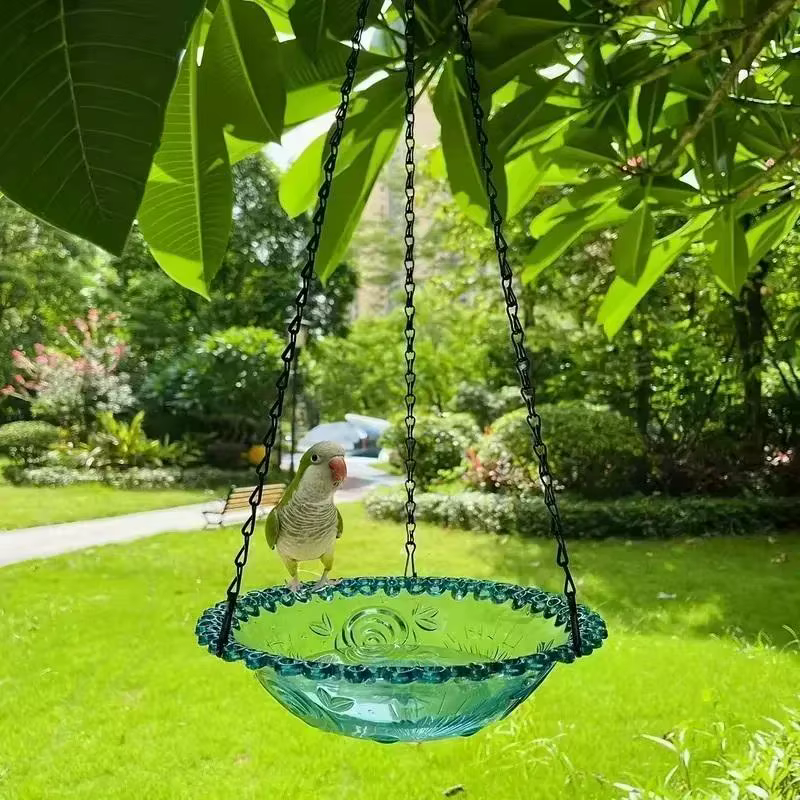 ● Nouvelle mangeoire à oiseaux suspendue en forme de fleur, bain pour oiseaux, pour jardin, cour, ferme, fournitures pour mangeoires à colibris, bain pour oiseaux