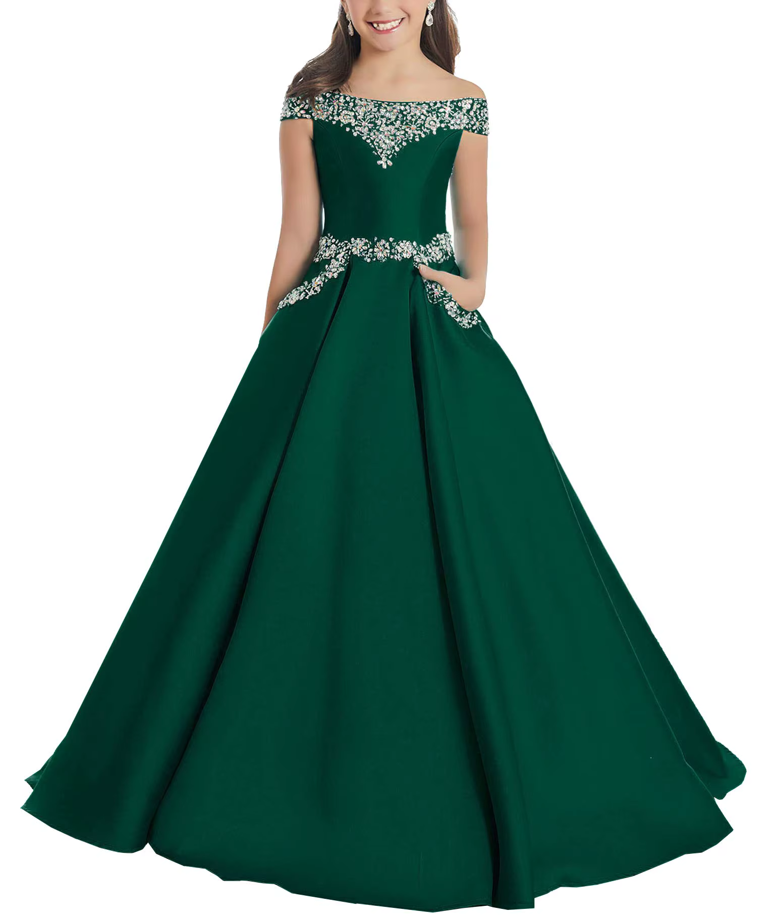 Robes de reconstitution historique vert émeraude pour les tout-petits, robe de demoiselle d'honneur initiée, robe de Rhperlée, robe de soirée d'anniversaire, poches, mariage