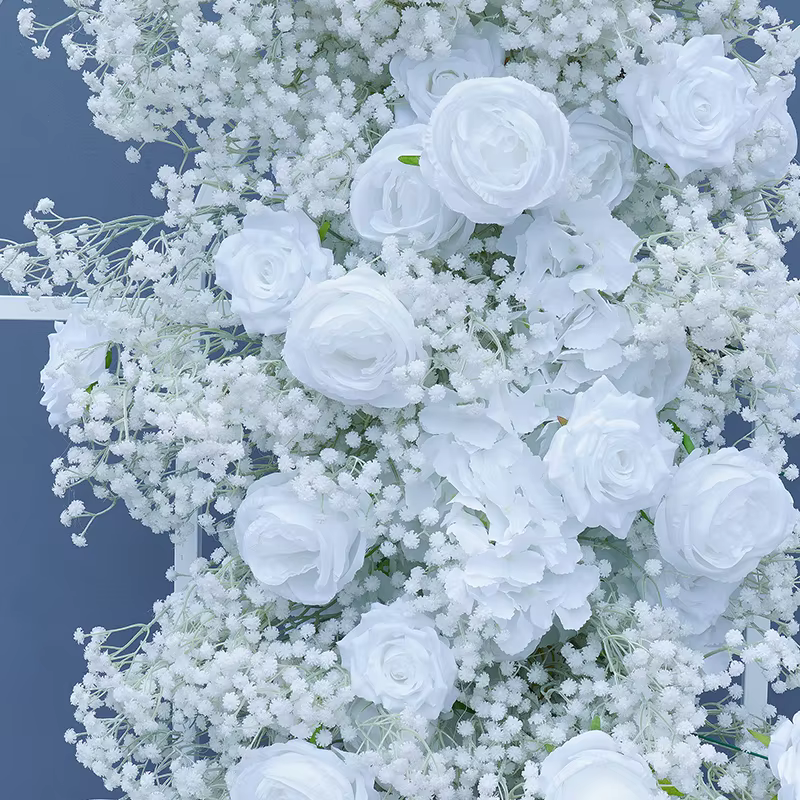 Souffle de bébé Rose fleur rangée décor mariage toile de fond KT conseil cadre Banquet événement scène Arrangement Floral fenêtre affichage H8716