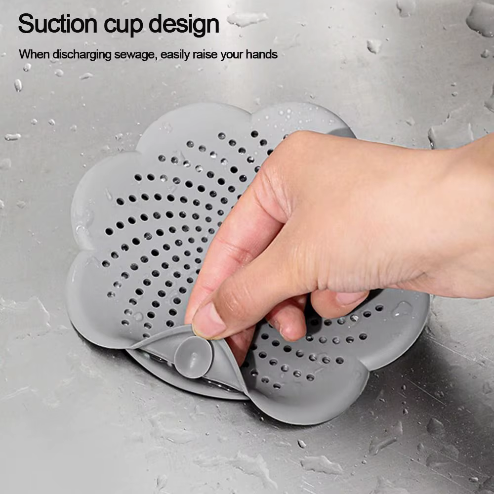 Couvercle de drain de sol en silicone en forme de fleur, crépine d'évier en maille, anti-blocage des cheveux, attrape-déchets, accessoire de cuisine