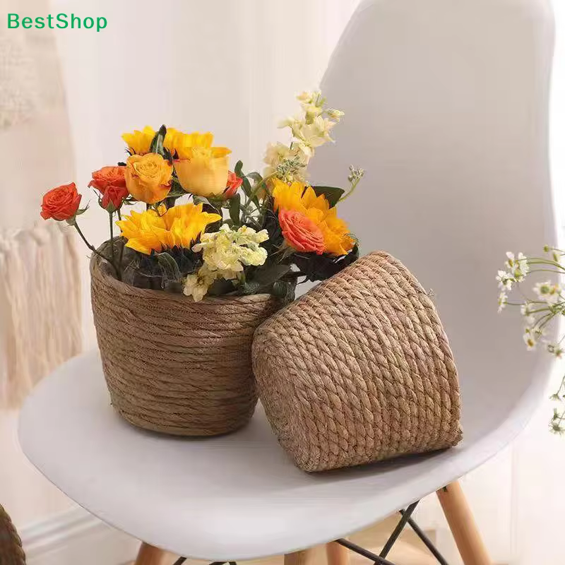 ♩ Pots à plantes en jonc de mer tressé à la main