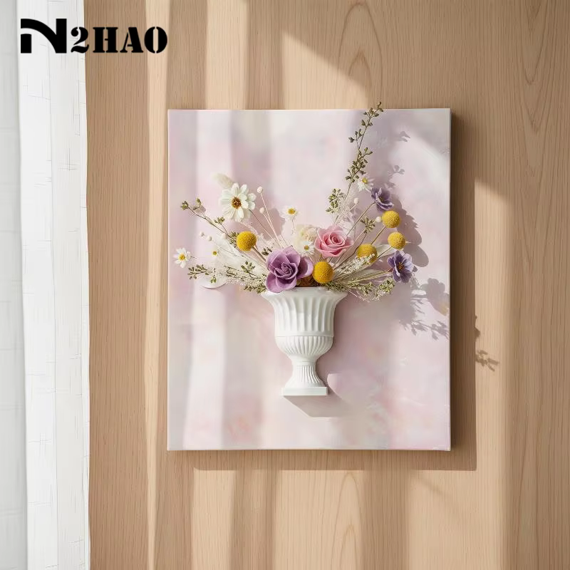 Vase mural demi-cercle blanc pour peinture à l'huile à la française