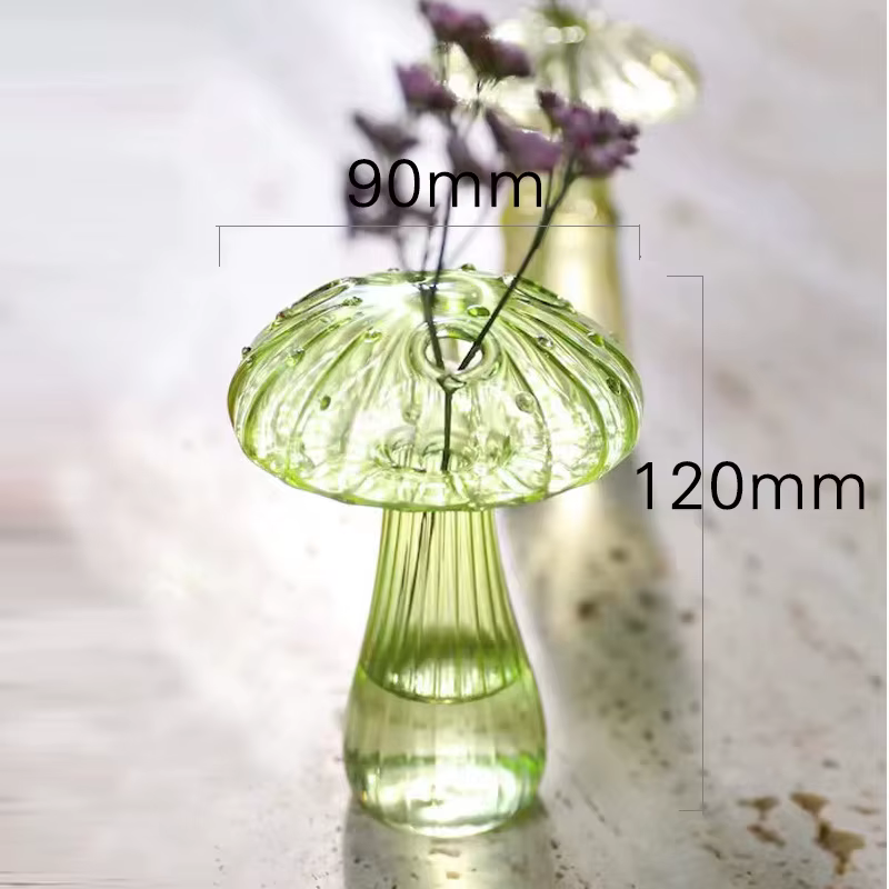 Vase à fleurs en verre champignon
