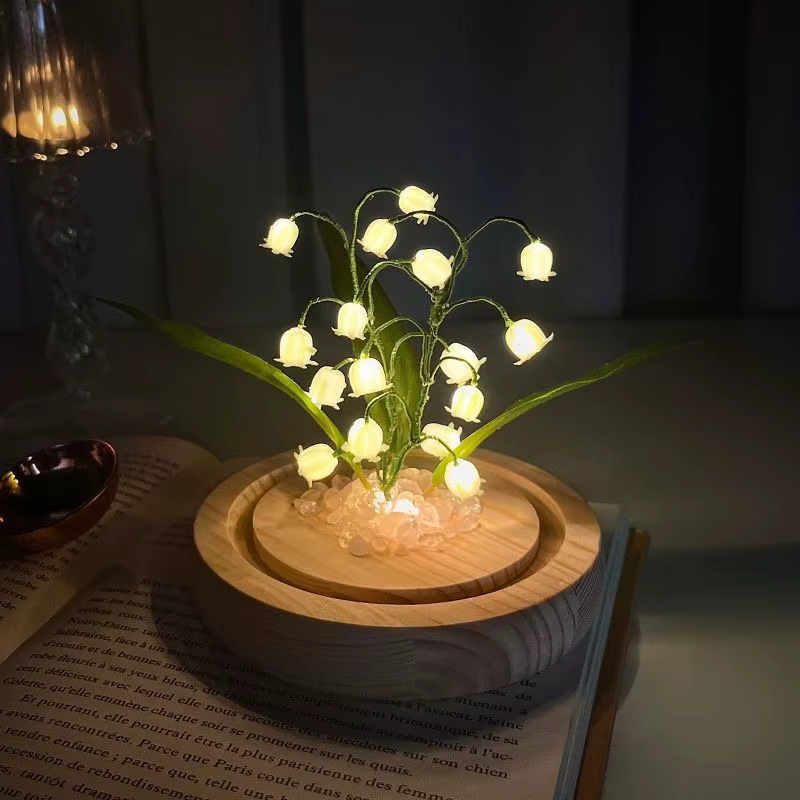 Fleurs artificielles bricolage créatif brillant à la main muguet veilleuse pour chambre décorative Festival cadeau d'anniversaire