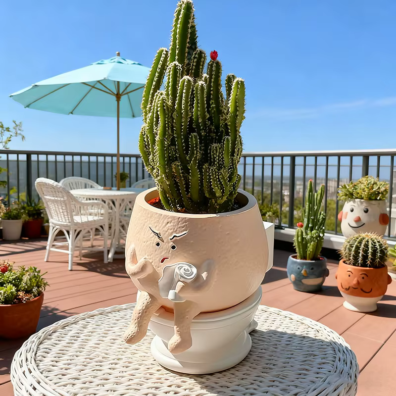 Pot de fleurs amusant en résine en forme de fantôme pour plantes succulentes avec porte-rouleau de papier toilette
