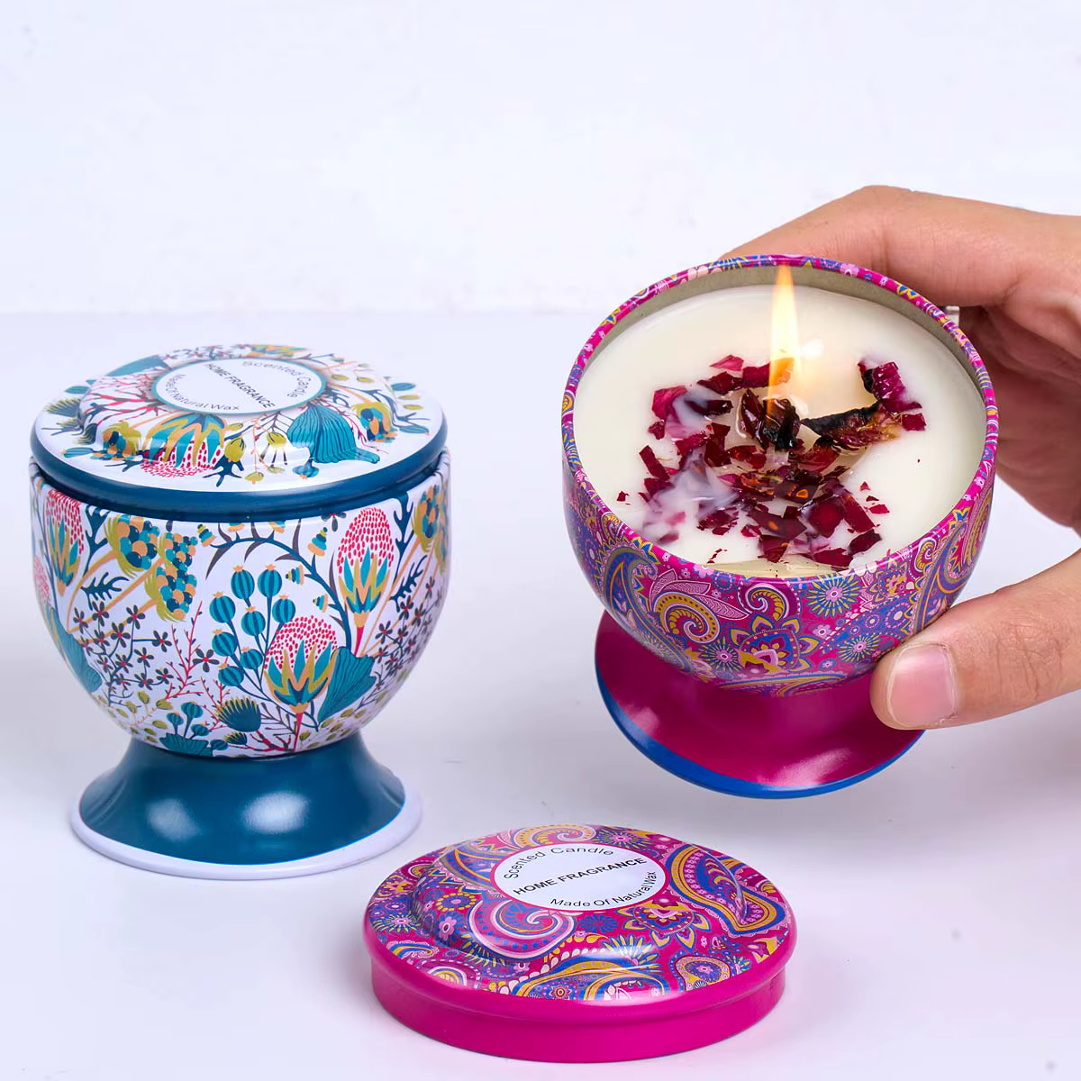 Boîte à bougies parfumées à fleurs