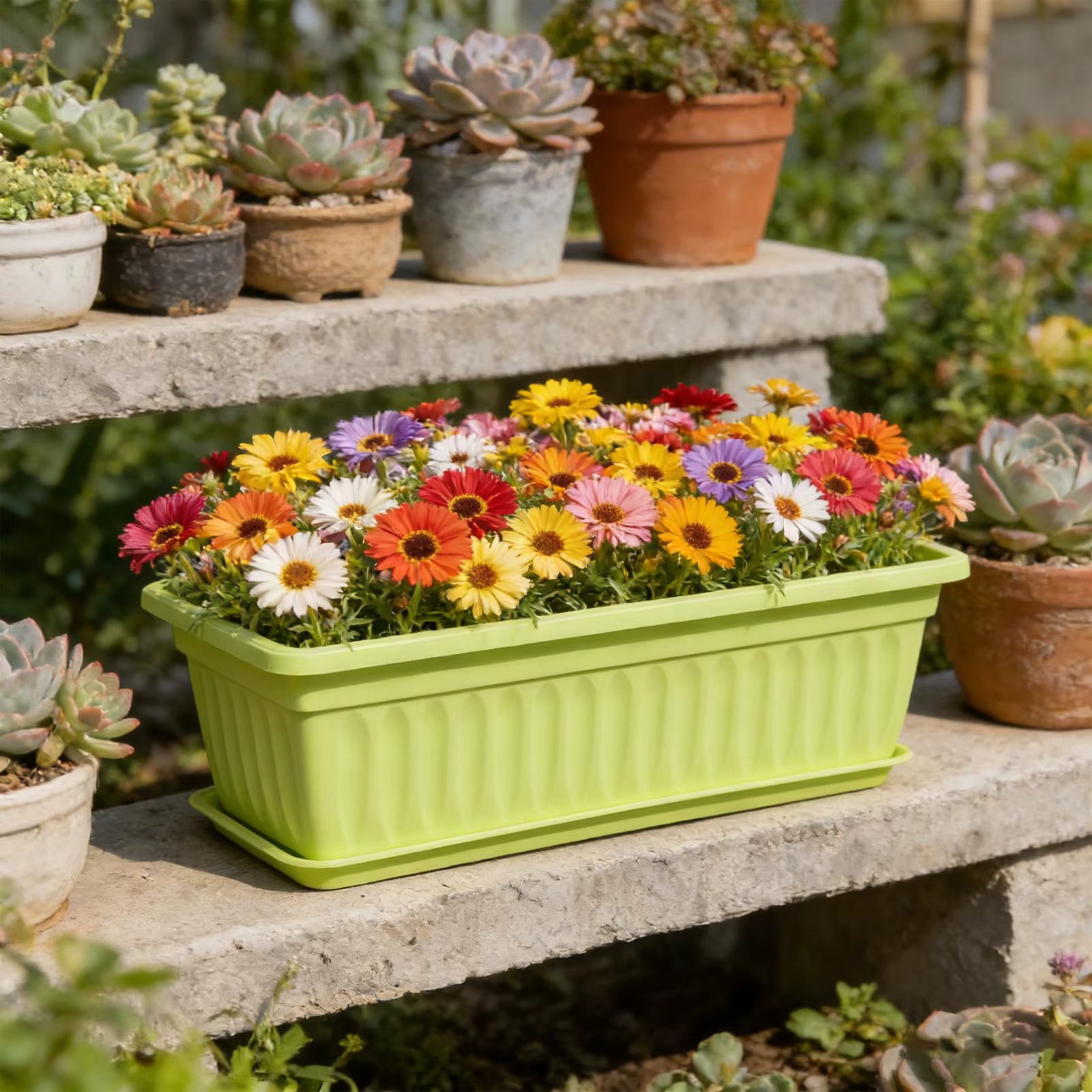 Jardinière rectangulaire en plastique