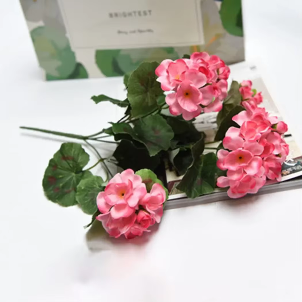 Automne extérieur artificiel géranium rouge azalée fleurs buissons haute qualité résistant aux UV fausses