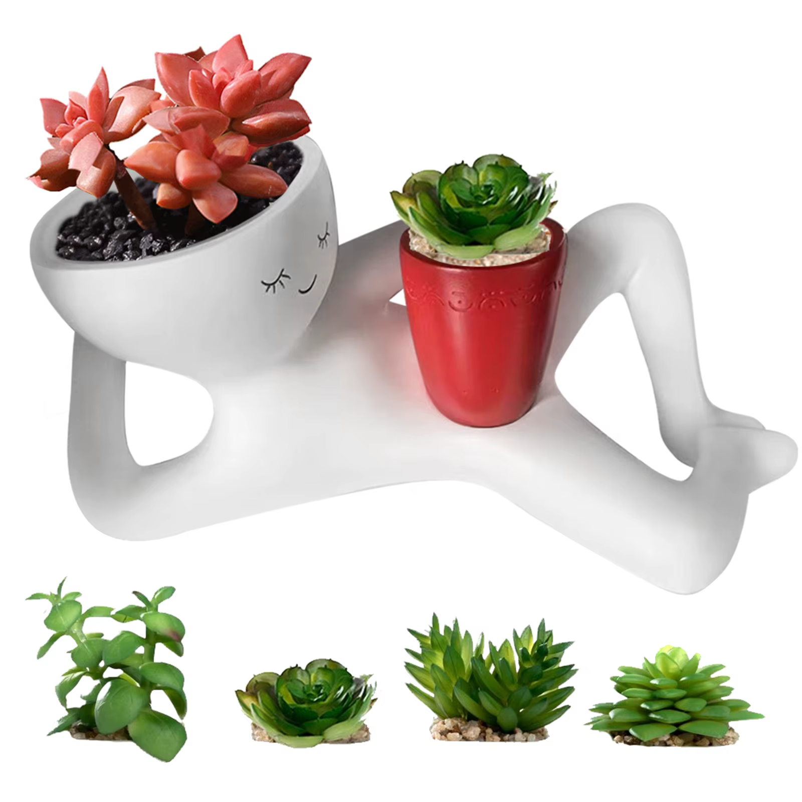 Pot de fleurs amusant en résine « Lazy Guy » avec trou de drainage, figurine unique allongée, pots à succulentes pour la décoration de la maison et du jardin