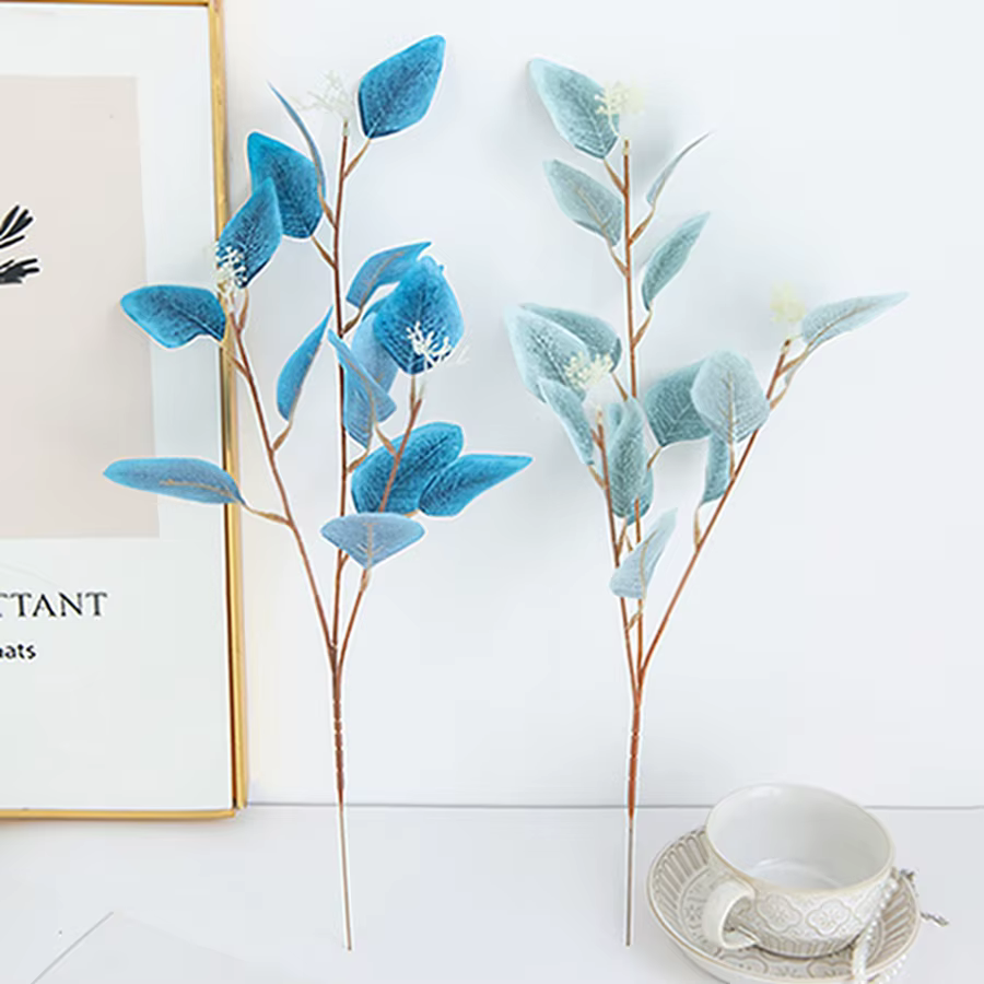 Plantes artificielles fausses feuilles trois volets EucalyptusWedding Bonsaï décoration de la maison Table intérieure