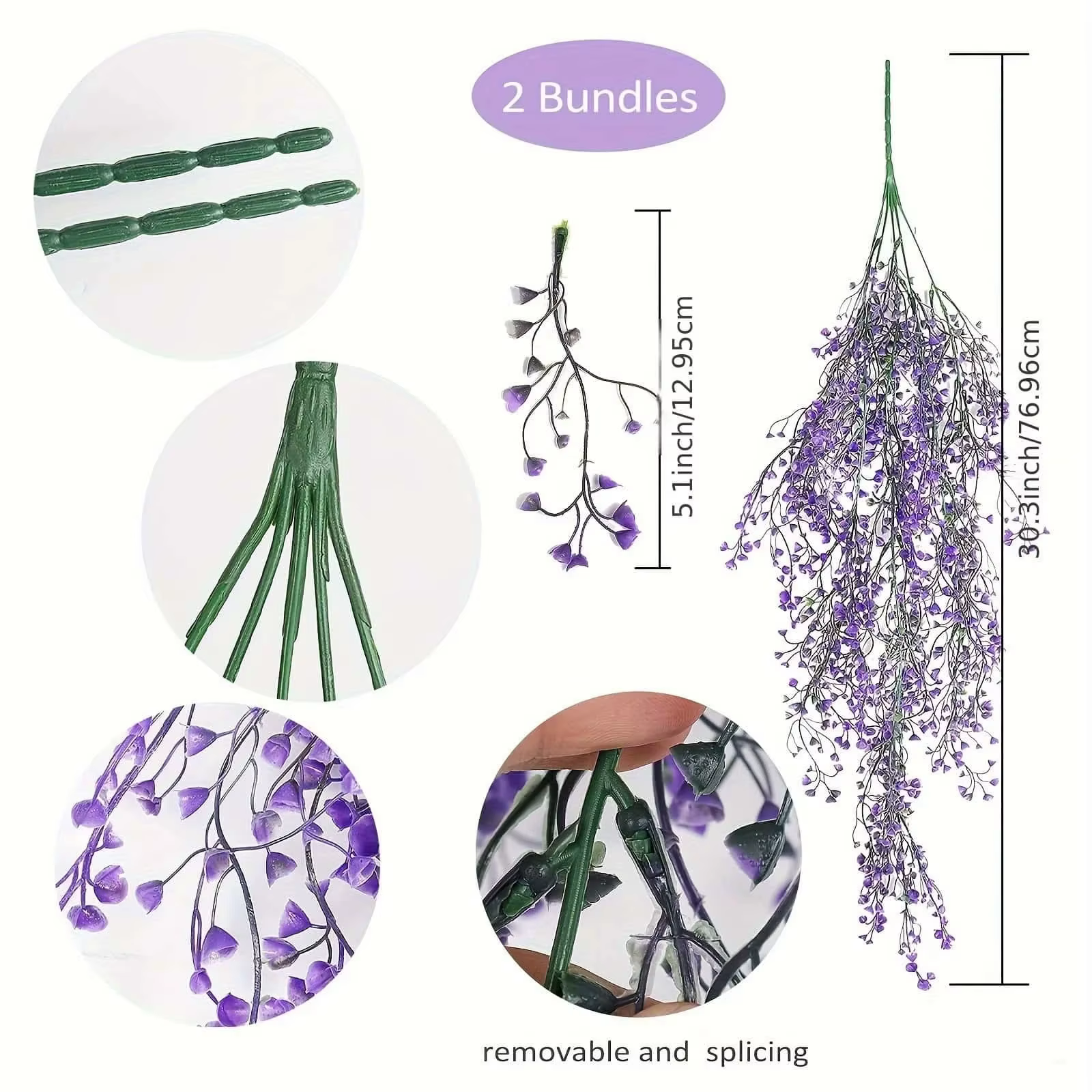 1pc Fleurs de glycine artificielles suspendues - Plantes