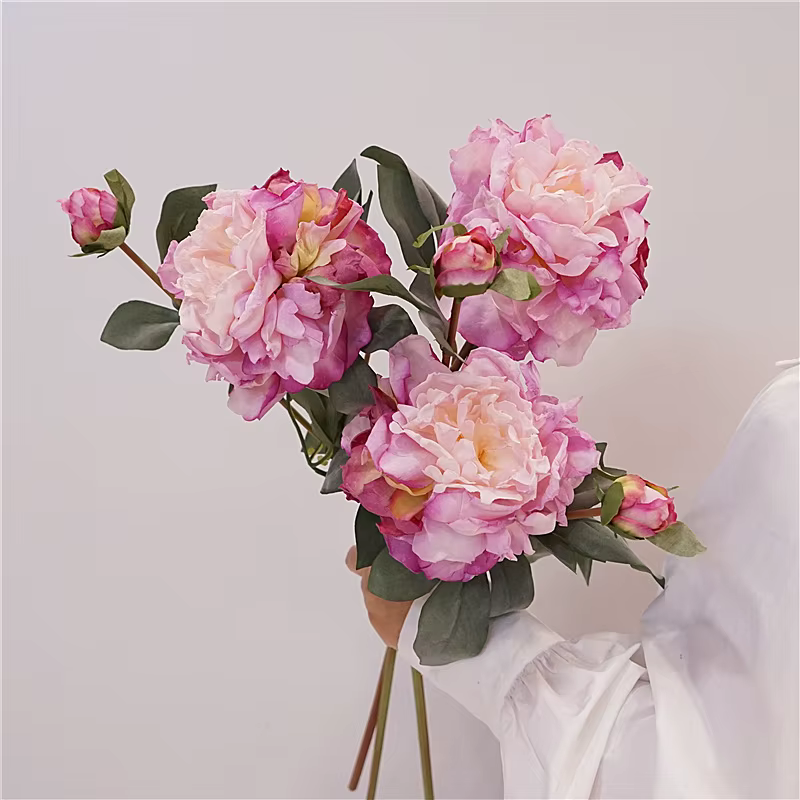 3 pièces de fleurs artificielles en soie de style européen vintage