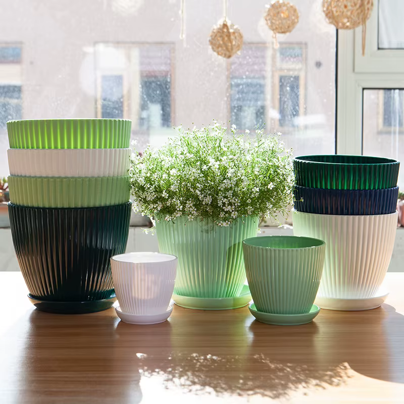 Pot de fleur rond jardinières succulentes Pot de plante avec plateau bureau balcon maison jardin décoration extérieur en Pot 5 tailles