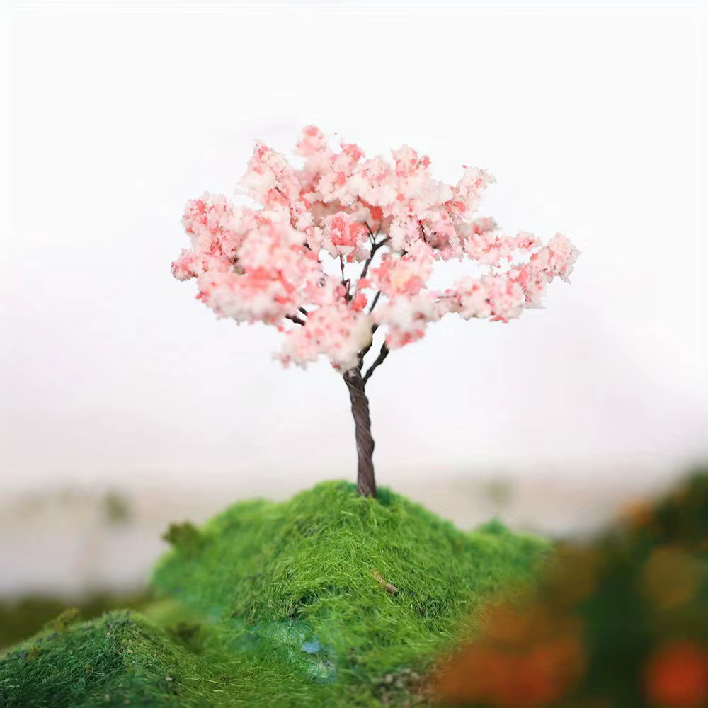 10 pièces 6.5cm Miniature cerisier fleur arbre modèle hauteur 65mm plante Diorama Kits bricolage Table de sable HO chemin de fer scène aménagement accessoires