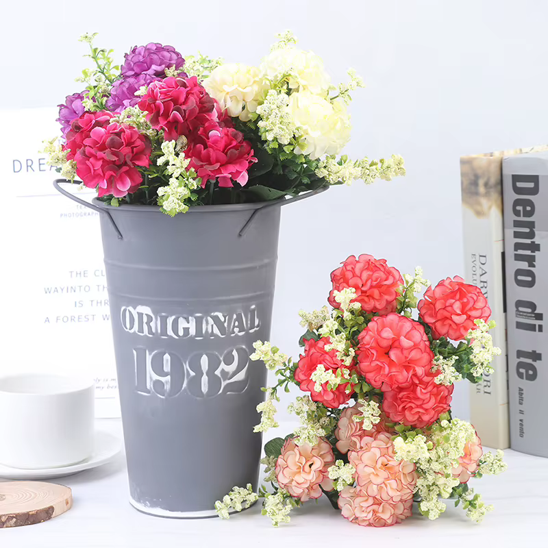 NOUVEAU 1 Bouquet de 5 Têtes d'Hortensias en Soie