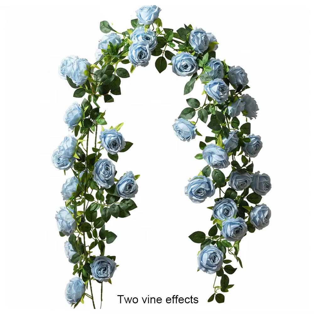 Guirlande de roses artificielles multicolores avec feuilles vertes