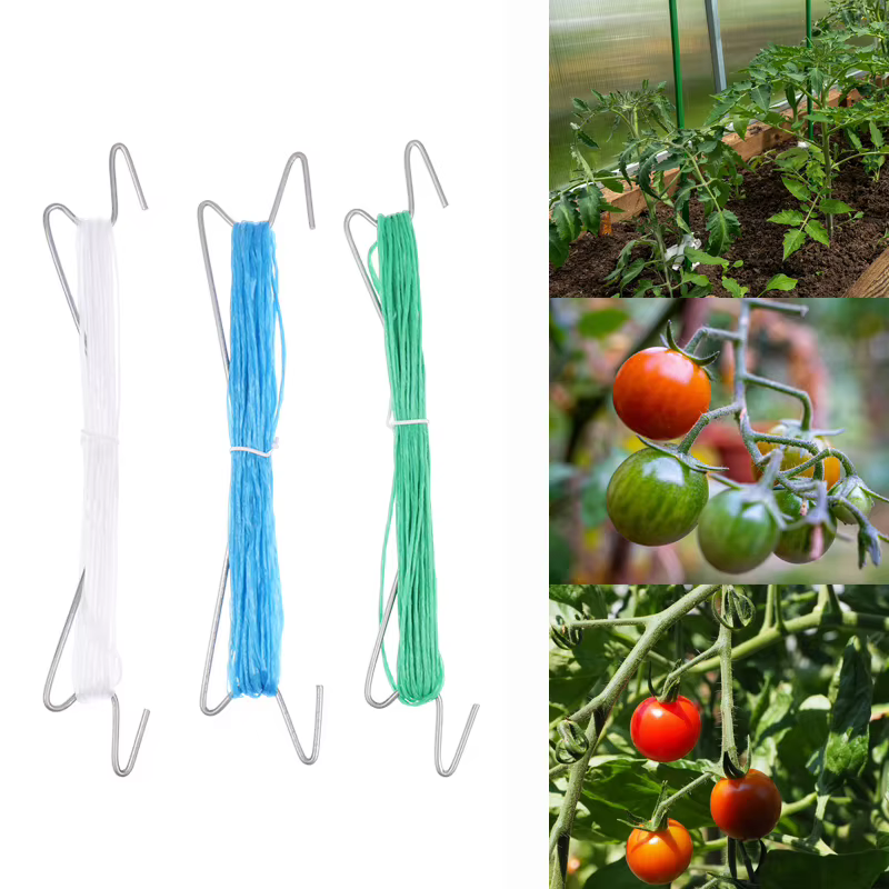 Lot de 10 crochets de fixation pour plantes avec corde de 10 m + 20