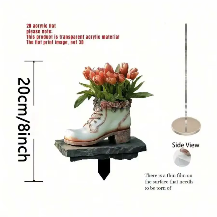 1 pièce de décoration de jardin en forme de « Chaussures et Tulipes » aux couleurs vives