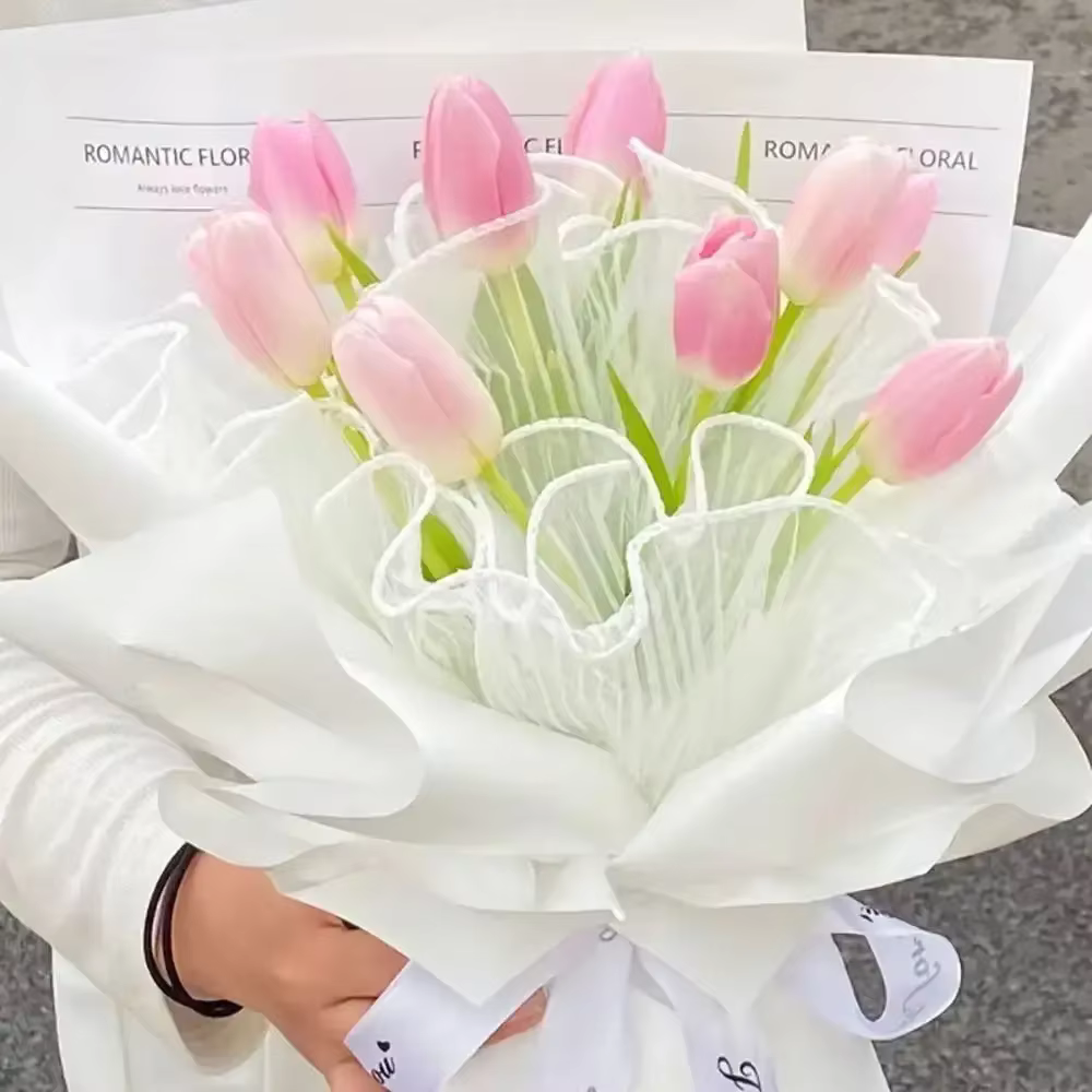 28 cm x 400 cm papier d'emballage de fleurs perle vague fil fleur emballage dentelle maille fleuriste fait à la main