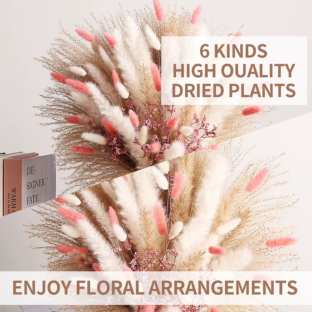 Bouquets de fleurs séchées de Pampas rose éternel
