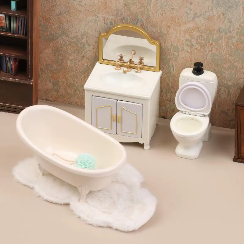Baignoire Miniature pour maison de poupée, lavabo de toilette, modèle d'armoire, accessoires de meubles pour décoration de maison de poupée, jouet de jeu pour enfants, 1/12