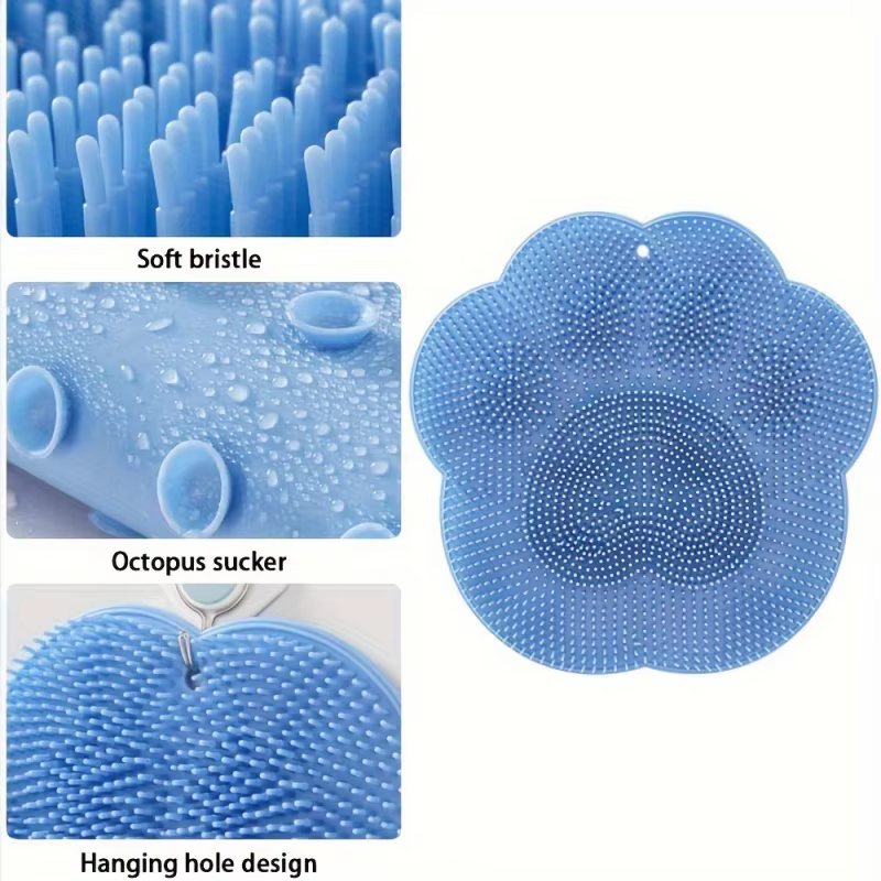 1 pièce Tapis de massage pour le bain / Nettoyeur de pieds / Éponge dorsale / Tapis de douche pour les pieds / Accessoires de salle de bain / Fournitures de douche / Éponge exfoliante pour les pieds