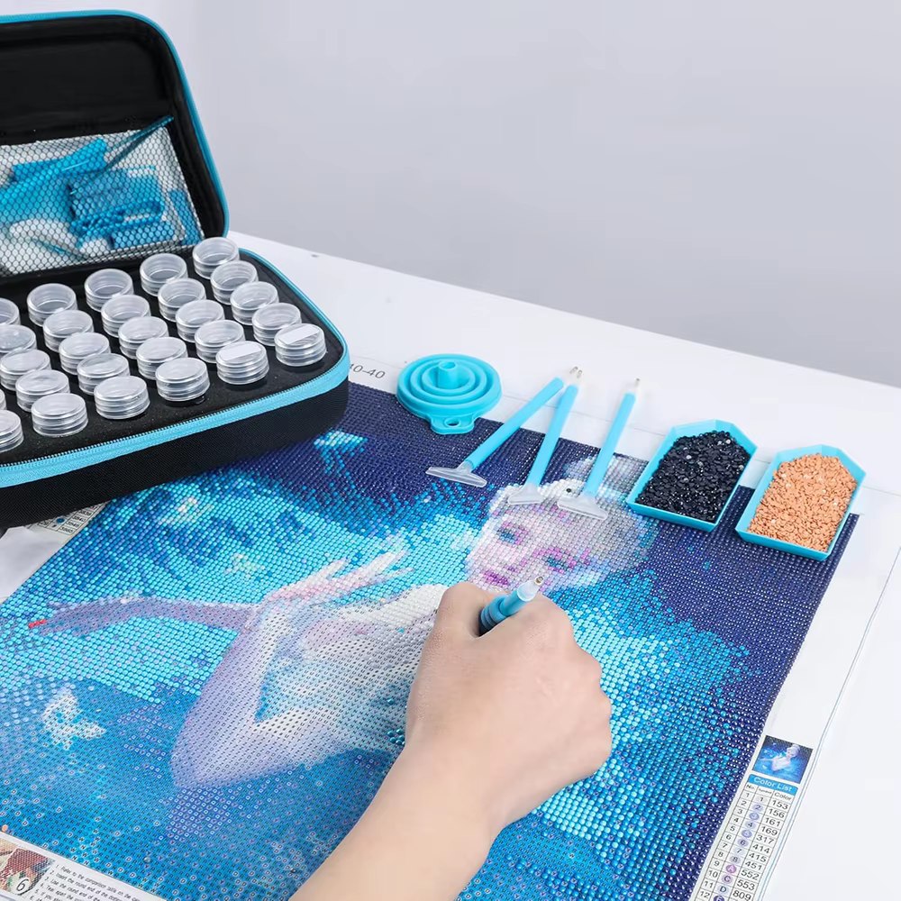 Kit de rangement pour accessoires de peinture diamant, valise avec 30 pots, bouteilles de rangement, sac, stylos, plateaux et ensemble d'outils, mallette organisatrice d'accessoires d'art