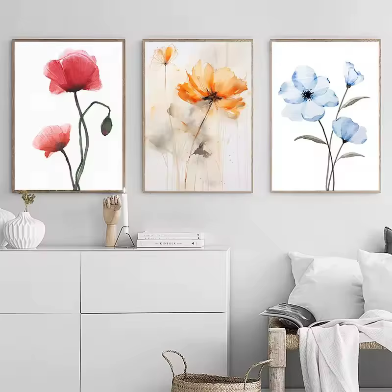 Affiche d'art aquarelle belle fleur nature morte