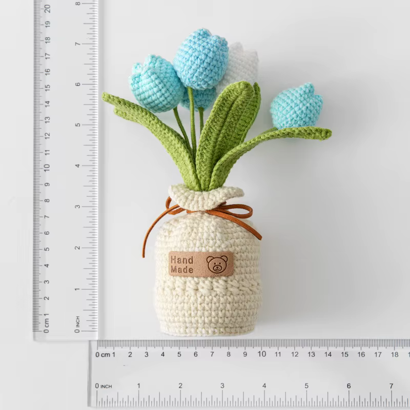 2025 tulipes fleurs au Crochet avec Pot de tournesol tricoté