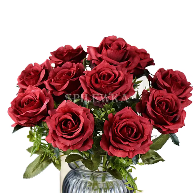Fleurs artificielles de roses orange en soie de haute qualité pour la décoration de mariage