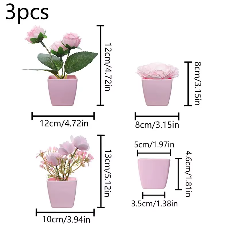 Plante en pot de roses à fleurs simulées