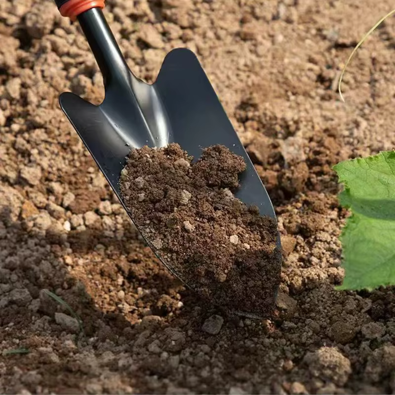 Truelle de jardin en métal avec manche ergonomique noir et bordure orange - Outil idéal pour planter des fleurs et des légumes