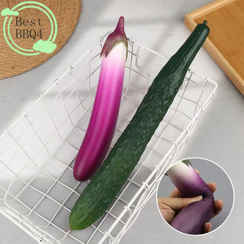 Ornement de légumes artificiels réalistes (BBQ4) – Répliques souples et sûres d'aubergines et de concombres pour la photographie