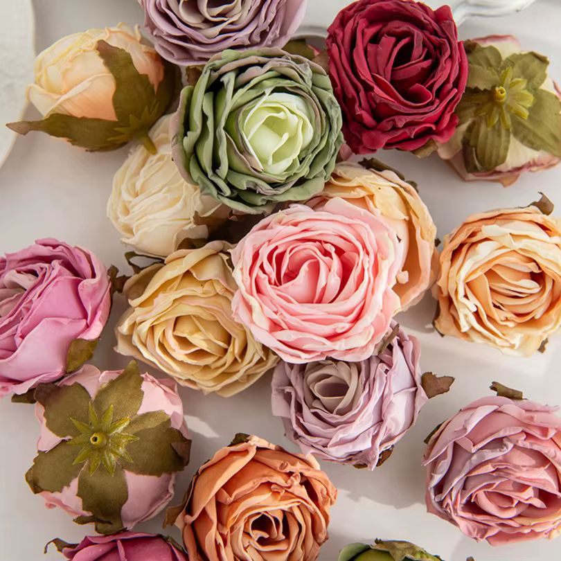 Fleur artificielle bord brûlé Rose mariage bouquet de mariée décor maison saint valentin extérieur jardin arc Festival fête couronne bricolage cadeau