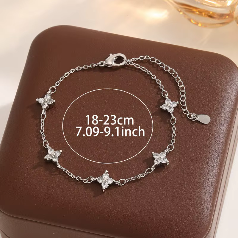 Bracelets élégants en zircon brillant pour femmes, bracelet à pendentif géométrique en argent sterling 925, bijoux à porter au quotidien, cadeaux pour les fêtes