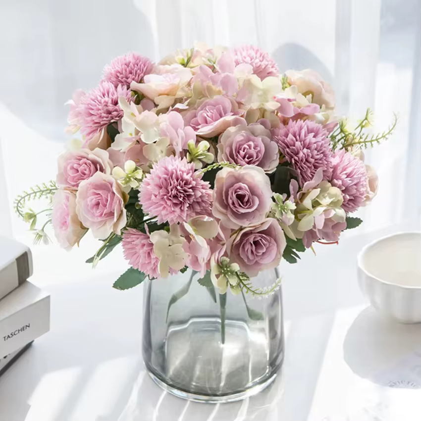 Fleurs artificielles 30CM Soie Roses Couronne De Mariage Brial Bouquet Vase HomeRoom Décor Festival Guirlande Scrapbooking FakeHydrangea