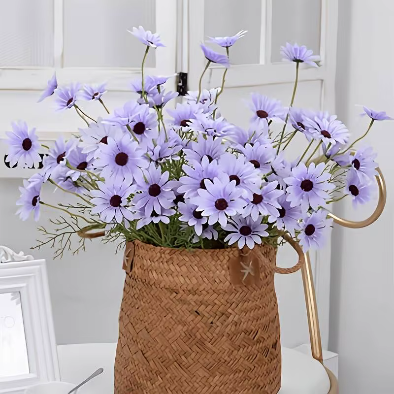 Bouquet de camomille artificielle violette à longue tige