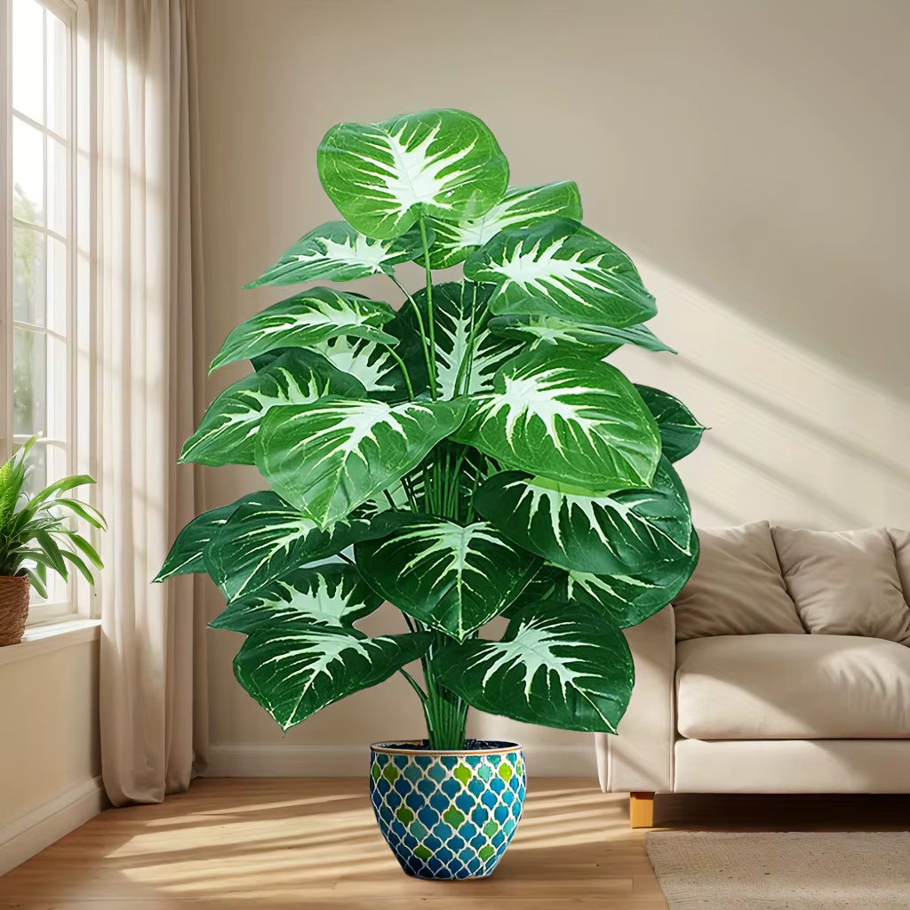 Une plante d'extérieur artificielle avec 18 grandes feuilles
