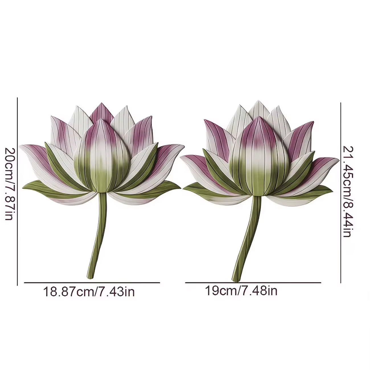 2 pièces Décoration murale en bois de fleur de lotus naturelle