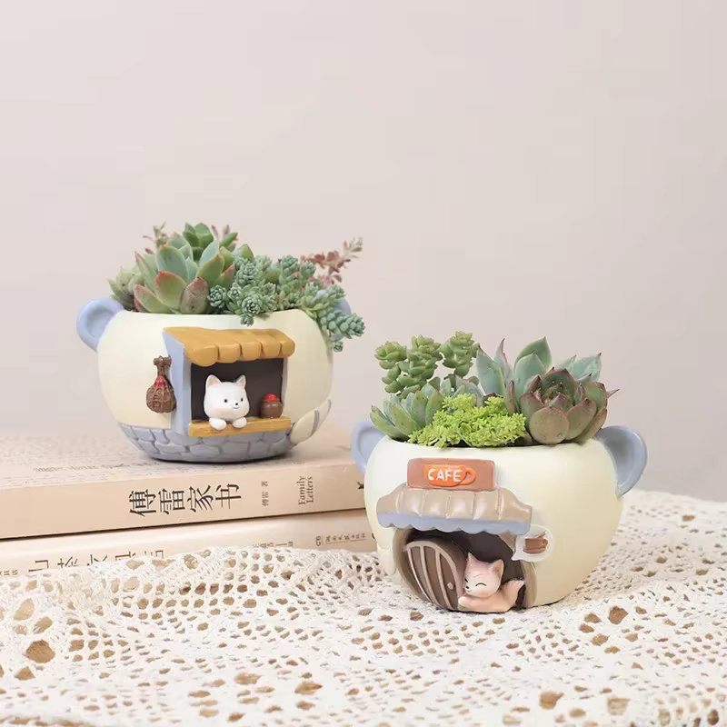 Petit Pot de Plantes en Résine