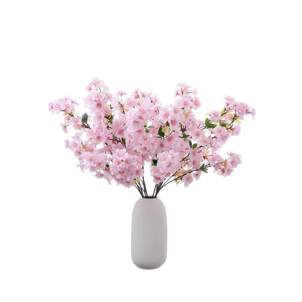 Décor d'hôtel artificiel 3 fourchettes fleurs de cerisier branche soie fausse fleur jardin décoré rose