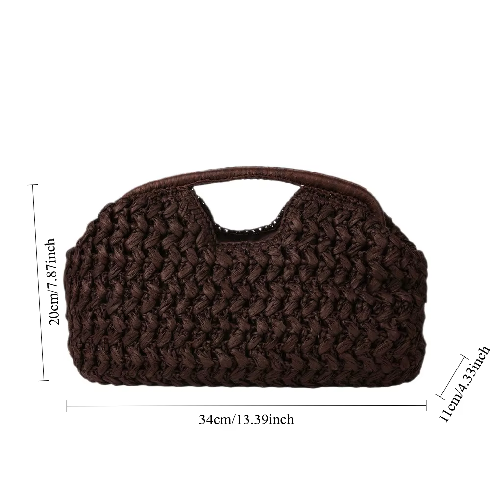 Nouveau sac de plage d'été pour femme, pochette de luxe, sacs en paille de créateur, sac fourre-tout, sac à main tendance en rotin tressé, sac de voyage pour femme