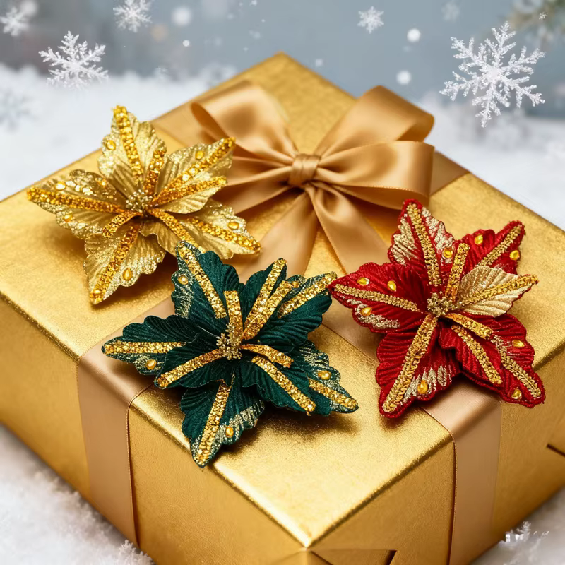 Nouveau produit 31CM fleur de noël artificielle flanelle de haute qualité fausse