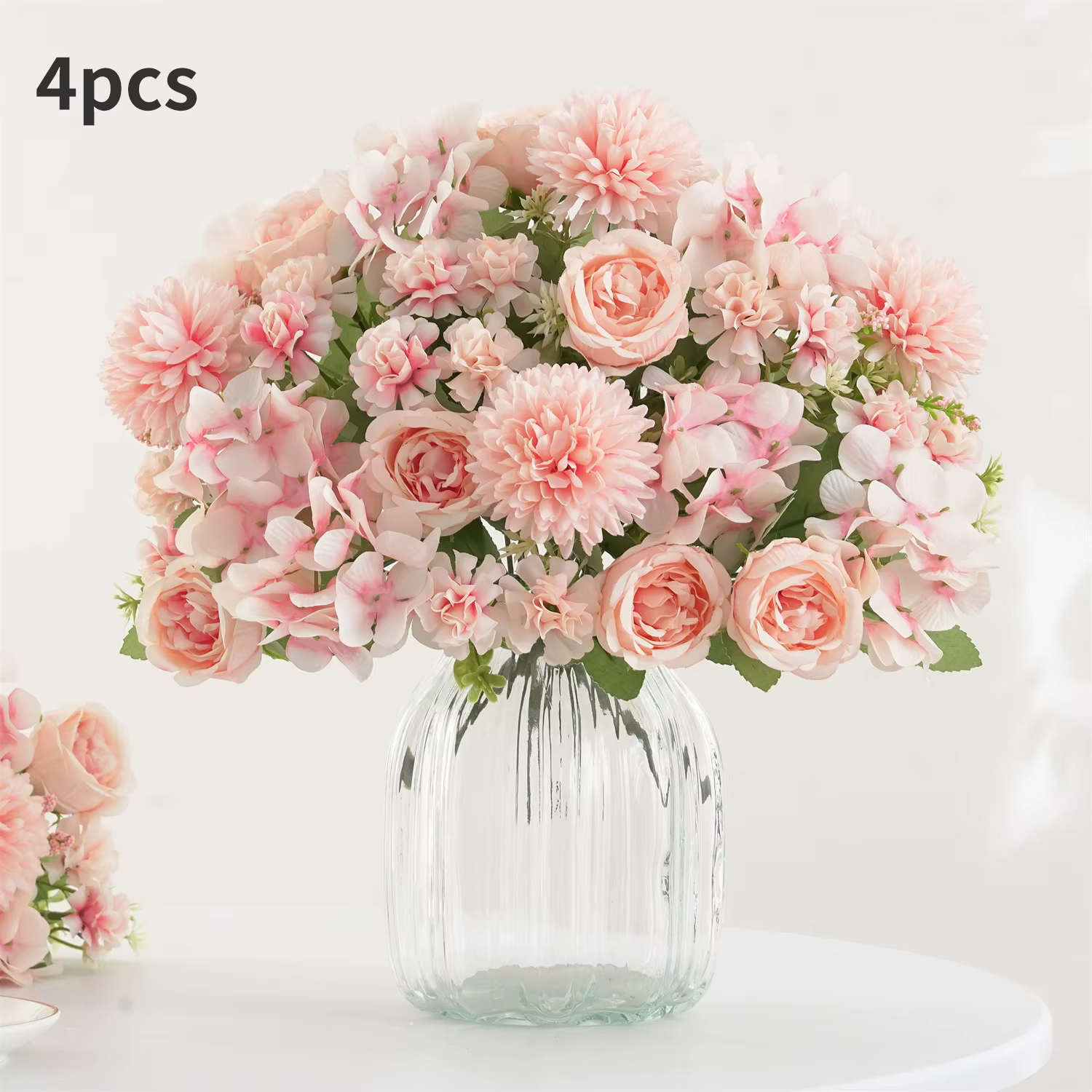 Bouquet de fleurs artificielles réalistes 1/4 pièces