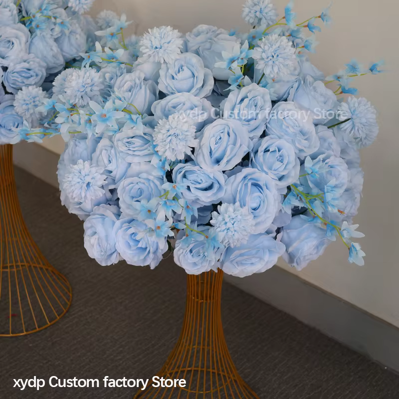 Bouquet de fleurs artificielles bleu ciel