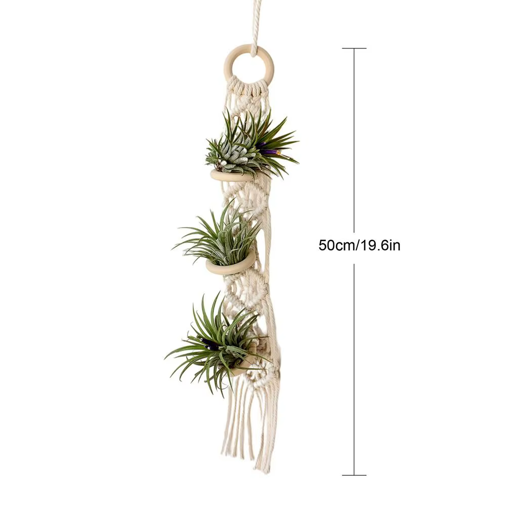 Porte-plantes en macramé pour salon intérieur