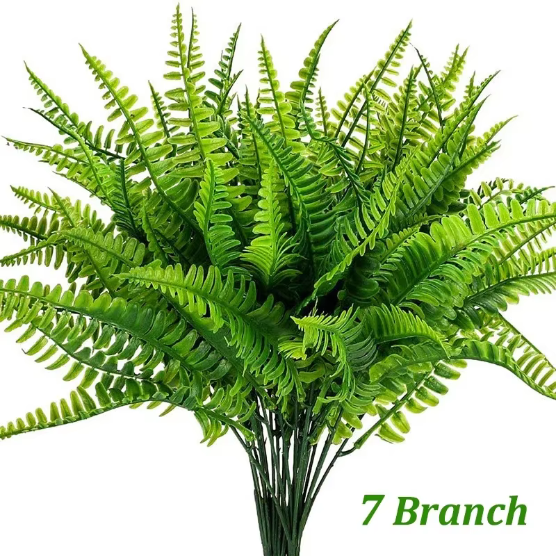 Décorations de fausses plantes en plastique avec 7 Branches