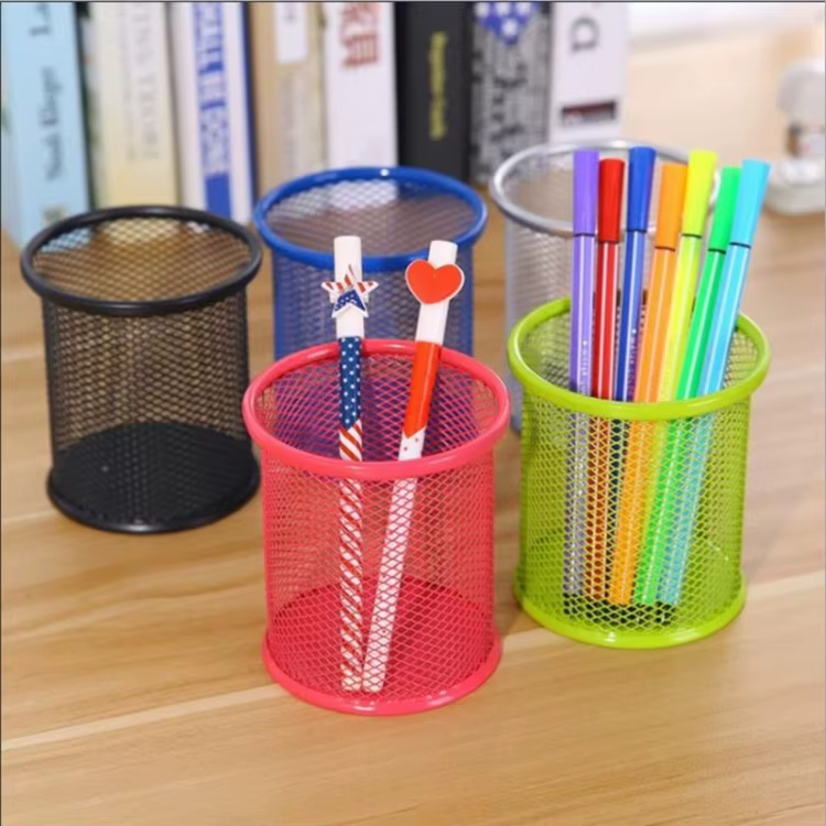 1 pièces nouveau porte-crayons bureau métal maille carré stylo Pot tasse étui conteneur organisateur Durable porte-crayon