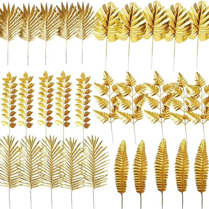 Plantes artificielles feuilles dorées